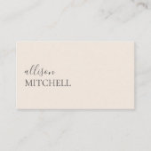 Minimalistisch Script Modern Beige Visitekaartje (Voorkant)