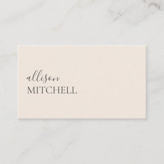 Minimalistisch Script Modern Beige Visitekaartje (Voorkant)
