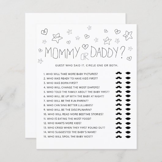 Minimalistisch script Modern Black MMammie of Papa (Voorkant / Achterkant)