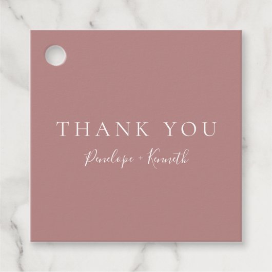 Minimalistisch Script Modern Custom Wedding Dusty  Bedankjes Labels (Voorkant)
