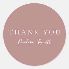 Minimalistisch Script Modern Custom Wedding Dusty Ronde Sticker