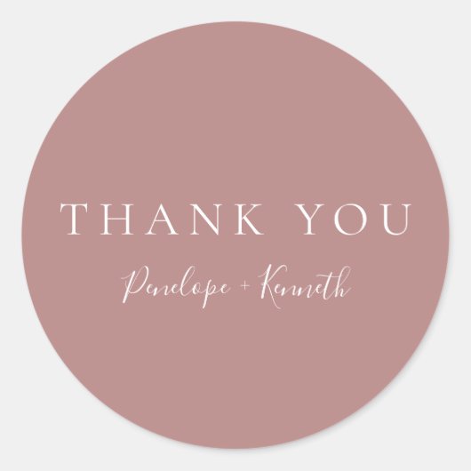 Minimalistisch Script Modern Custom Wedding Dusty  Ronde Sticker (Voorkant)