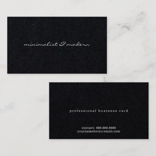 minimalistisch script modern professioneel donker visitekaartje (Voorkant / Achterkant)