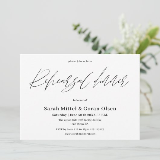 Minimalistisch Script Modern repetitie diner Kaart (Staand voorkant)