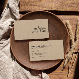 Minimalistisch script Modern Rustic Kraft Visitekaartje