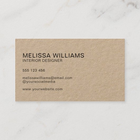 Minimalistisch script Modern Rustic Kraft Visitekaartje (Achterkant)
