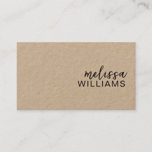 Minimalistisch script Modern Rustic Kraft Visitekaartje (Voorkant)