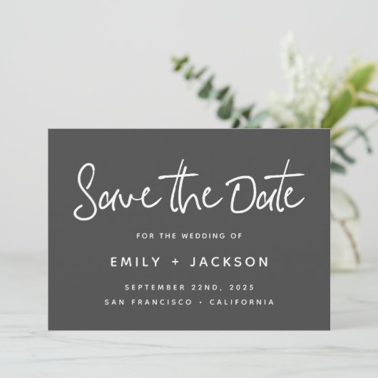Minimalistisch Script Modern Simple Save the Date (Staand voorkant)