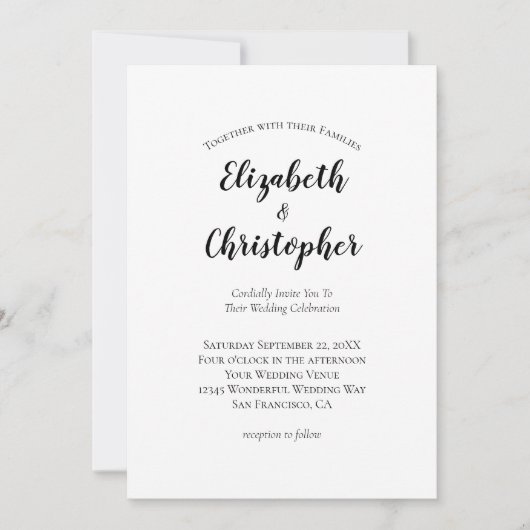 Minimalistisch script Modern Simple Trendy Wedding Kaart (Voorkant)