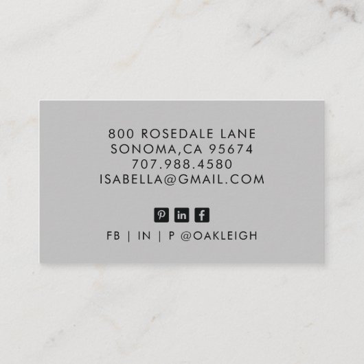 Minimalistisch script Modern Visitekaartje (Achterkant)