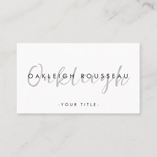 Minimalistisch script Modern Visitekaartje (Voorkant)