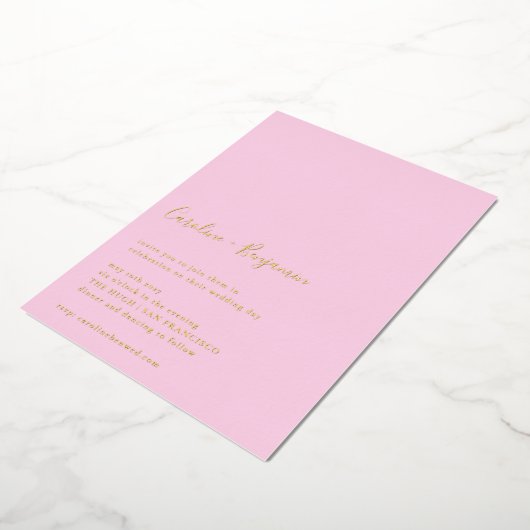 Minimalistisch script Modern Weddenschap Pastel Pi Folie Uitnodiging (Gedraaid)