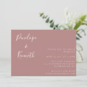 Minimalistisch script Modern Wedding Boho Dusty Ro Kaart (Staand voorkant)