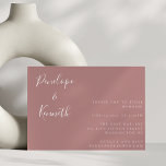 Minimalistisch script Modern Wedding Boho Dusty Ro Kaart<br><div class="desc">Deze hedendaagse huwelijksuitnodiging kenmerkt een minimalistische horizontale samenstelling en eenvoudige manuscript en serif typografie in dusty roos en wit.</div>