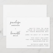 Minimalistisch script Modern Wedding | Chic White Kaart (Voorkant / Achterkant)