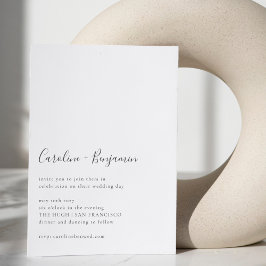 Minimalistisch script Modern White Simple Boho Wed Kaart