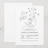 Minimalistisch script modern zwart Baby shower Kaart (Voorkant / Achterkant)