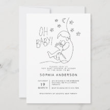 Minimalistisch script modern zwart Baby shower