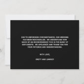 Minimalistisch script Modern Zwart Wijzig de datum Aankondiging (Achterkant)