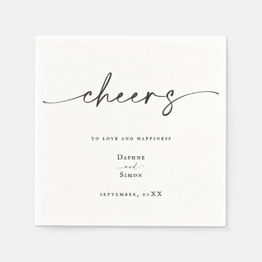 Minimalistisch Script Modern Zwart & Wit Servet (Voorkant)