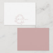Minimalistisch Script Monogram naam Blush Dusty Pi Notitiekaartje (Voorkant / Achterkant)