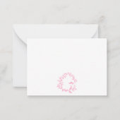 Minimalistisch Script Monogram Naam Hot Pink Note Notitiekaartje (Voorkant)