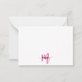 Minimalistisch Script Monogram naam Hot Pink Notitiekaartje (Voorkant)