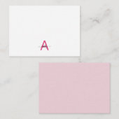 Minimalistisch Script Monogram naam Hot Pink Notitiekaartje (Voorkant / Achterkant)