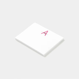 Minimalistisch Script Monogram naam Hot Pink Post-it® Notes