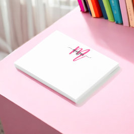 Minimalistisch Script Monogram naam Hot Pink Post-it® Notes
