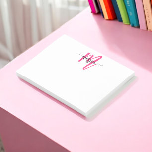 Minimalistisch Script Monogram naam Hot Pink Post-it® Notes