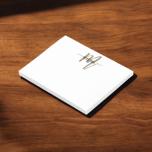 Minimalistisch Script Monogram naam zwart goud Post-it® Notes