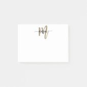 Minimalistisch Script Monogram naam zwart goud Post-it® Notes (Voorkant)