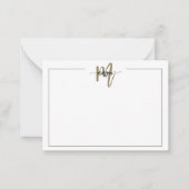 Minimalistisch Script Monogram One Border Gold Notitiekaartje (Voorkant)