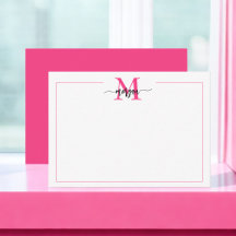 Minimalistisch Script Monogram One Border Hot Pink