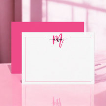 Minimalistisch Script Monogram One Border Hot Pink