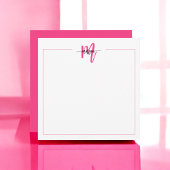 Minimalistisch Script Monogram One Border Hot Pink Notitiekaartje