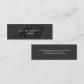 Minimalistisch Script Monogram Slim Gray Visitekaa Mini Visitekaartje (Voorkant / Achterkant)