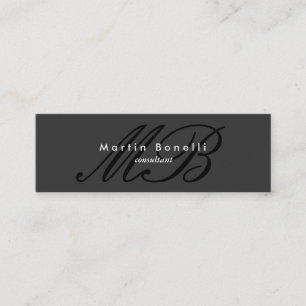 Minimalistisch Script Monogram Slim Gray Visitekaa Mini Visitekaartje