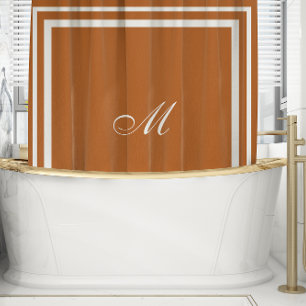 Minimalistisch script monogram   Verbrande Oranje  Douchegordijn