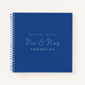 Minimalistisch script Mr. Mrs Wedding Blue Gastenb Notitieboek (Voorkant)
