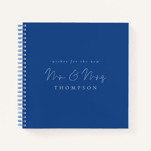 Minimalistisch script Mr. Mrs Wedding Blue Gastenb Notitieboek (Voorkant)