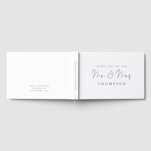 Minimalistisch script Mr. Mrs Wedding Gastenboek (Volledig)