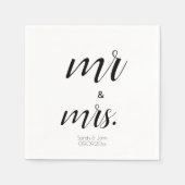 Minimalistisch script Mr & Mrs Zwart & Wit Trouwfe Servet (Voorkant)