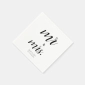 Minimalistisch script Mr & Mrs Zwart & Wit Trouwfe Servet (Hoek)
