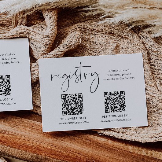 Minimalistisch Script Multiple Gift Registry Informatiekaartje