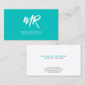 Minimalistisch Script Name Initiaal | Green Tosca Visitekaartje (Voorkant / Achterkant)