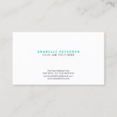 Minimalistisch Script Name Initiaal | Green Tosca Visitekaartje (Achterkant)