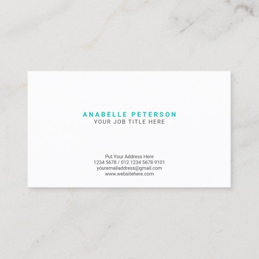 Minimalistisch Script Name Initiaal | Green Tosca Visitekaartje (Achterkant)