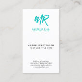 Minimalistisch Script Name Initiaal | Green Tosca Visitekaartje (Achterkant)